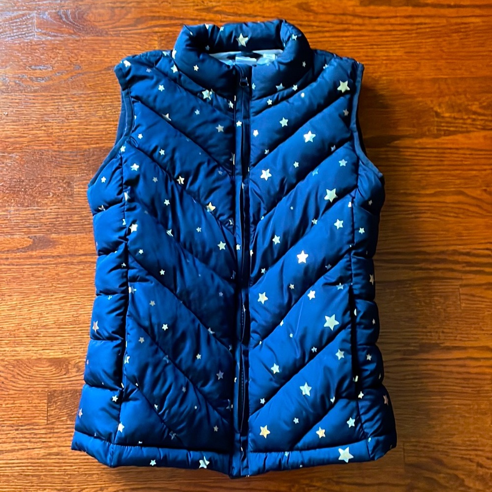 Gap Kids Puffer Vest Dark Blue with Silver Stars Size L